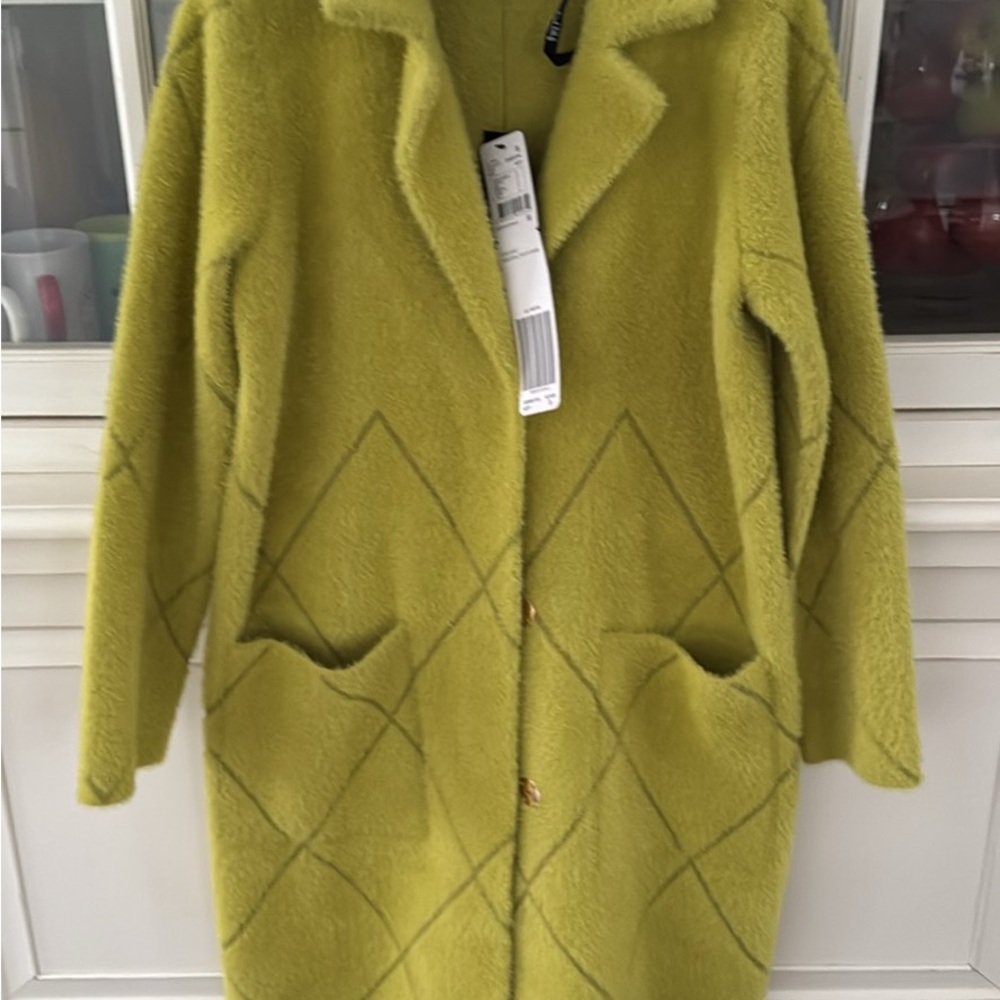 Joseph Ribkoff Chartreuse Car Coat - Picture 3 of 5